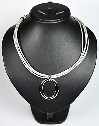 CHARTAGE-NECKLACE-Belgian-DesignRhodium-Plated-Metal-N2544-SilverGrey-Cord-0