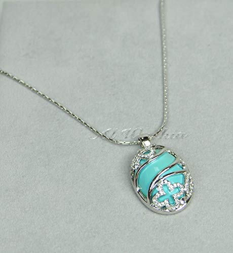 CHARTAGE-NECKLACE-RODIUM-PLATED-METAL-WITH-CUBIC-ZIRCON-STONE-N73982-SILVERTORQUOISE-0-0