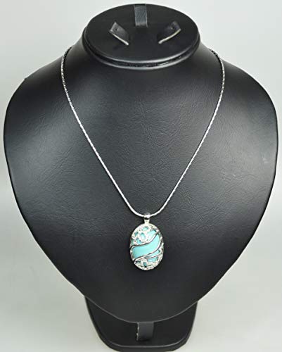 CHARTAGE-NECKLACE-RODIUM-PLATED-METAL-WITH-CUBIC-ZIRCON-STONE-N73982-SILVERTORQUOISE-0