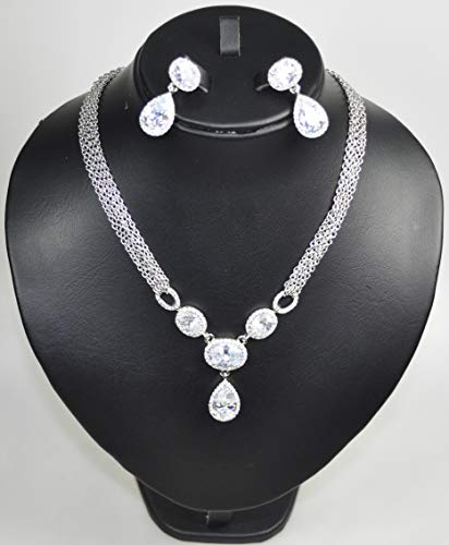 CHARTAGE-NECKLACE-SET-BELGIAN-DESIGN-RHODIUM-PLATED-METAL-WITH-CUBIC-ZIRCON-STONE-0