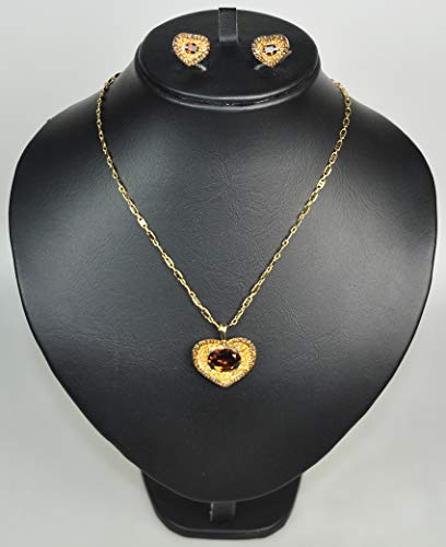 CHARTAGE-NECKLACE-SET-EITH-EARRING-BELGIAN-DESIGN-Gold-Plated-Chain-with-Cubic-Zircon-Stone-ST72548-GOLDTOPAZ-0