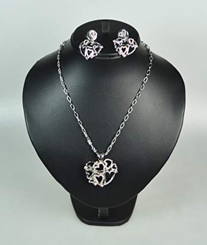 CHARTAGE-NECKLACE-SET-WITH-BELGIAN-DESIGN-Rhodium-Plated-Metal-with-Cubic-Zircon-Stone-ST59662-PINK-STONE-0