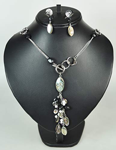 CHARTAGE-NECKLACE-SET-WITH-EARRING-BELGIAN-DESIGN-Rhodium-Plated-Metal-with-Belgian-beads-ST95037-SilverGrey-Beads-0