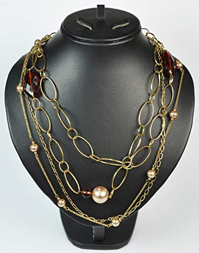 CHARTAGE-NECKLACE-SET-WITH-EARRING-BELGIIAN-DESIGN-Gold-Plated-Chain-with-Belgian-Design-ST95049-GoldBrown-Stone-Pearl-0