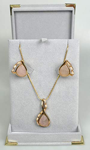Gold-plated-with-Cubic-Zirconia-Stone-Necklace-Set-Teardrop-shaped-Pendant-and-Earrings-0