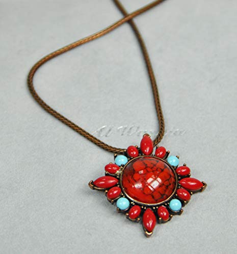 ITALIAN-MADE-NECKLACE-N41020-ANTIQUE-GOLD-CHAINMARBLETURQUOISE-0-0