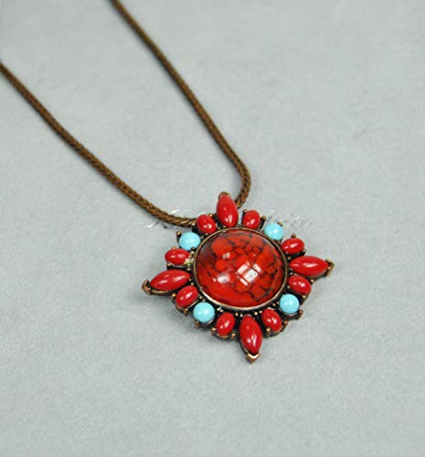 ITALIAN-MADE-NECKLACE-N41020-ANTIQUE-GOLD-CHAINMARBLETURQUOISE-0-1