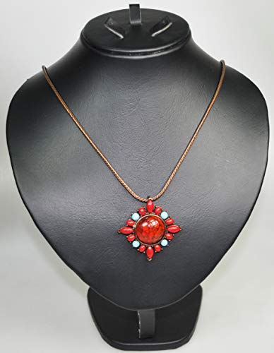 ITALIAN-MADE-NECKLACE-N41020-ANTIQUE-GOLD-CHAINMARBLETURQUOISE-0