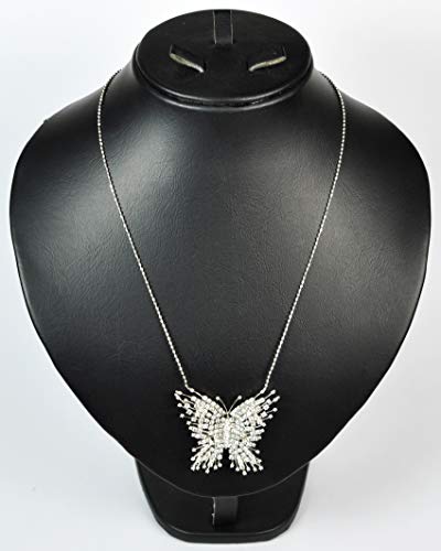 ITALIAN-MADE-NECKLACE-Rhodium-Plated-Metal-with-Cubic-Zircon-Stone-DSF99-Silver-0