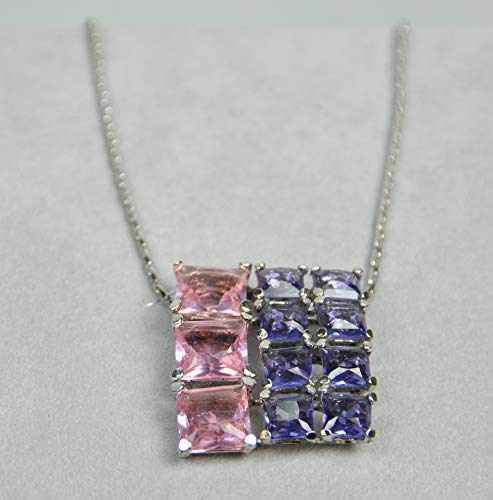 ITALIAN-MADE-NECKLACE-Rhodium-Plated-Metal-with-Swarovski-stone-MDSF99-SILVERLTPINKPURPLE-0-0