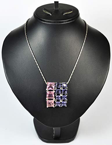 ITALIAN-MADE-NECKLACE-Rhodium-Plated-Metal-with-Swarovski-stone-MDSF99-SILVERLTPINKPURPLE-0