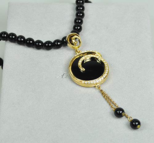 LEBANON-MADE-NECKLACE-GOLD-PLATED-METAL-WITH-BLACK-BEADS-N3796-BlackGold-0-0