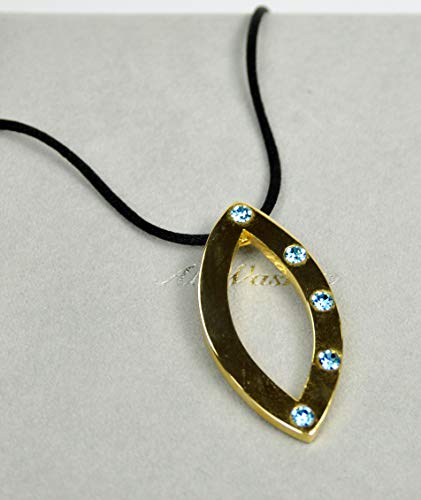 LEBANON-MADE-NECKLACE-Gold-Plated-Metal-with-Swarovski-stone-N2695-Black-CordGold-0-1