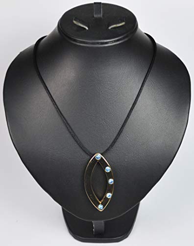 LEBANON-MADE-NECKLACE-Gold-Plated-Metal-with-Swarovski-stone-N2695-Black-CordGold-0