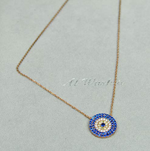 LEBANON-MADE-NECKLACE-RHODIUM-PLATED-WITH-CUBIC-ZIRCON-STONE-N4062-ROSE-GOLDROYAL-BLUE-0-0