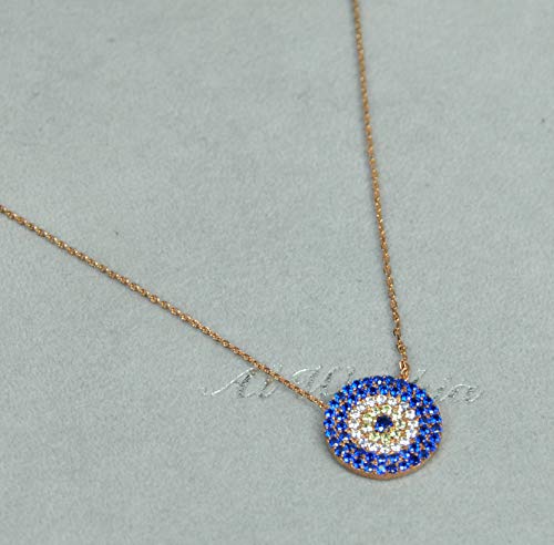 LEBANON-MADE-NECKLACE-RHODIUM-PLATED-WITH-CUBIC-ZIRCON-STONE-N4062-ROSE-GOLDROYAL-BLUE-0-1
