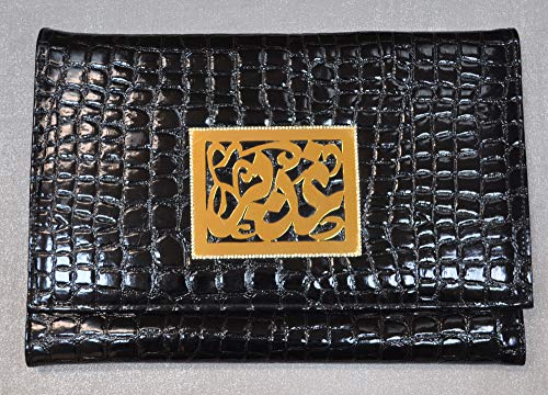 Lebanon-Bag-with-gold-Plated-Name-GHADEER-with-Cubic-zirconSynthetic-Bag-BG1305-Black-0