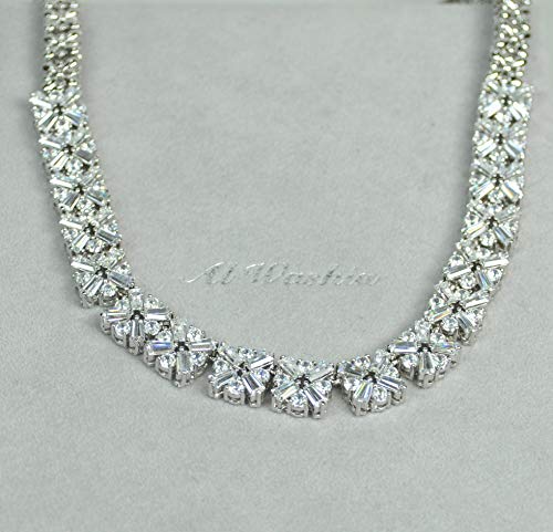 NECKLACE-RHODIUM-PLATED-METAL-WITH-CUBIC-ZIRCONE-STONE-N3107-Silver-0-1