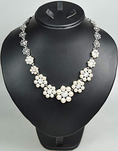 NECKLACE-SET-RHODIUM-PLATED-METAL-WITH-CUBIC-ZIRCON-STOSTNE-AND-PEARLN3819-Silver-0