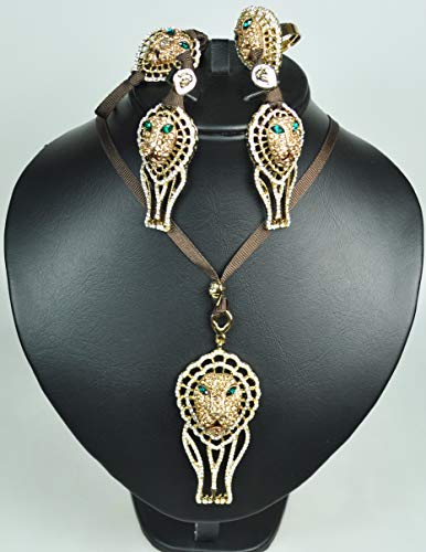 NECKLACE-SET-WITH-EARRING-BRACELET-AND-RING-LEBANON-DESIGN-RHODIUM-PLATED-METAL-WITH-CUBIC-ZIRCON-STONE-ST5445-BROWN-VELVETGOLDSILVER-COLOR-0